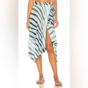INDAH SELENA PRINTED TEARDROP WRAP SKIRT IN LEAF ZEBRA Size S/M